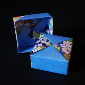 origami blue square box